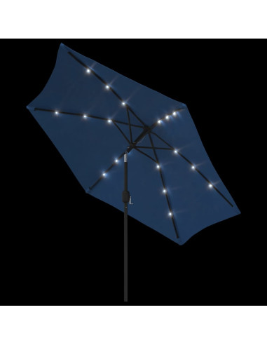 Ombrellone da Esterni con LED e Palo in Acciaio 300 cm Azzurro