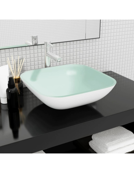Lavandino in Vetro 42x42x14 cm Bianco