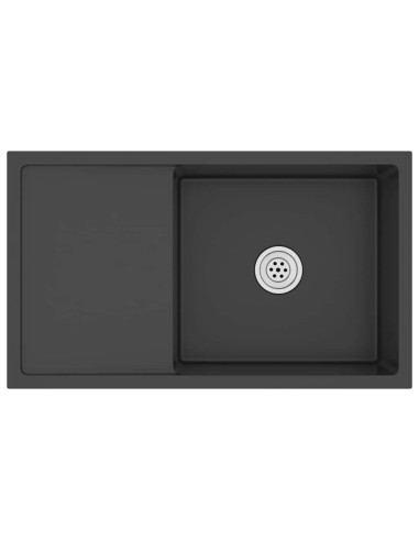 Lavello da Cucina Lavorato a Mano Nero Acciaio Inox