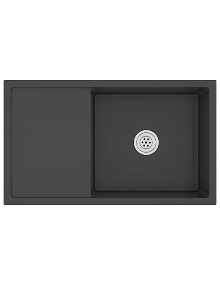 Lavello da Cucina Lavorato a Mano Nero Acciaio Inox