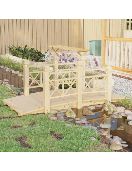 Ponte Giardino Ringhiere 150x67x56cm Legno Massello Abete Rosso
