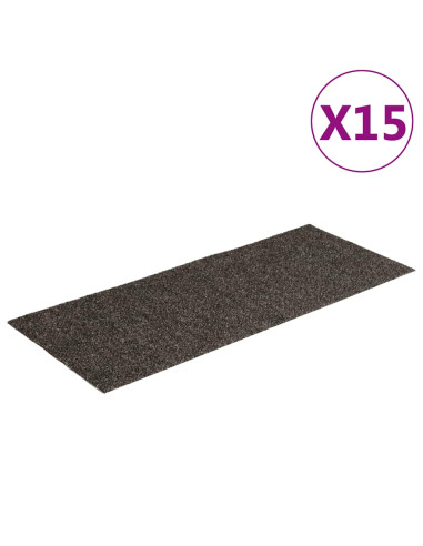 Tappetini per scale autoadesivi 15 pz 60x25 cm antracite rettangolari