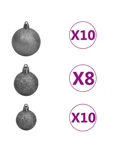Albero di Natale Preilluminato con Palline e Pigne 210 cm