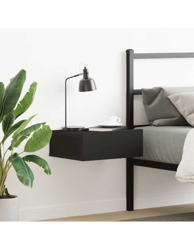 Comodino Pensile Nero 40x30x15 cm in Legno Multistrato