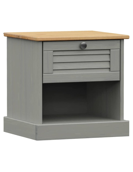 Comodino VIGO Grigio 42x35x42 cm in Legno Massello di Pino