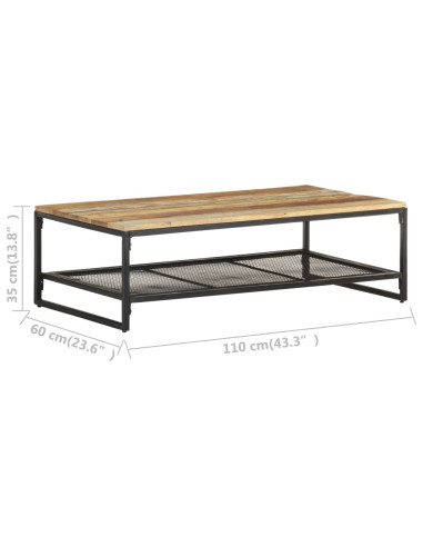 Tavolino da Salotto 110x60x35 cm in Legno Massello di Recupero