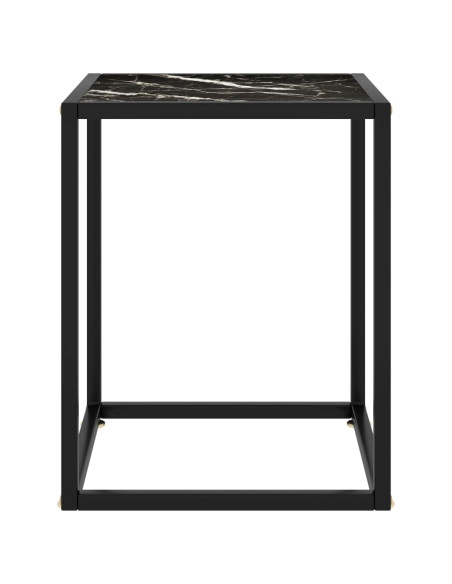 Tavolino da Salotto Nero con Vetro Marmo Nero 40x40x50 cm