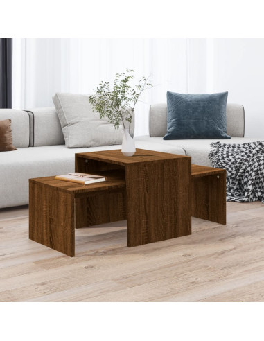 Set Tavolini Salotto Rovere Marrone 100x48x40 cm Multistrato