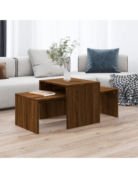 Set Tavolini Salotto Rovere Marrone 100x48x40 cm Multistrato