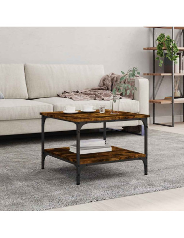Tavolino da Salotto Rovere Fumo 55x55x40cm in Legno Multistrato