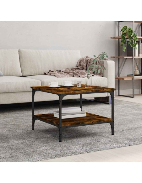 Tavolino da Salotto Rovere Fumo 55x55x40cm in Legno Multistrato