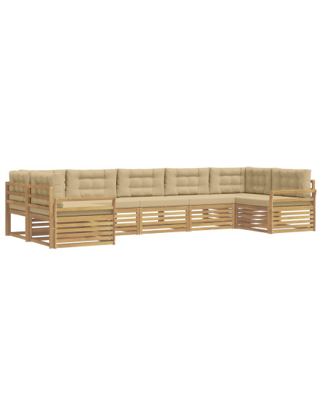 Set di divani da esterno 7 pcs Bianco e Beige