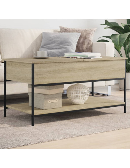 Tavolino Salotto Rovere Sonoma 100x50x50 cm Multistrato Metallo