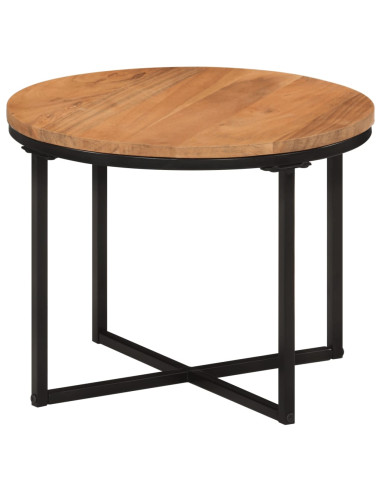 Tavolino Salotto 45x45x35cm in Legno Massello di Acacia e Ferro