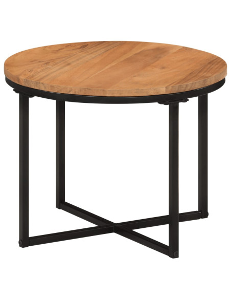 Tavolino Salotto 45x45x35cm in Legno Massello di Acacia e Ferro