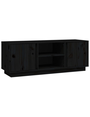 Mobile Porta TV Nera 110x35x40,5 cm in Legno Massello di Pino