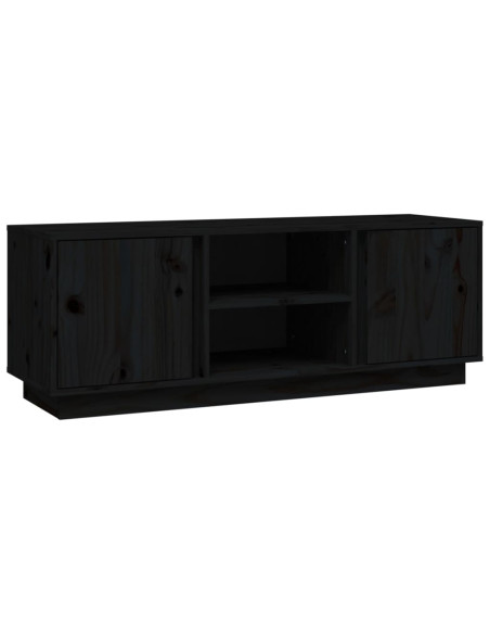 Mobile Porta TV Nera 110x35x40,5 cm in Legno Massello di Pino