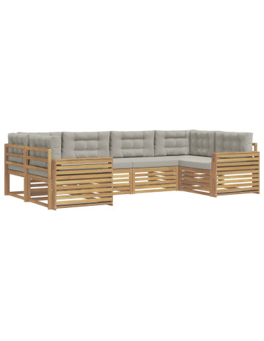 Set di divani da esterno 6 pcs Bianco e Grigio Chiaro