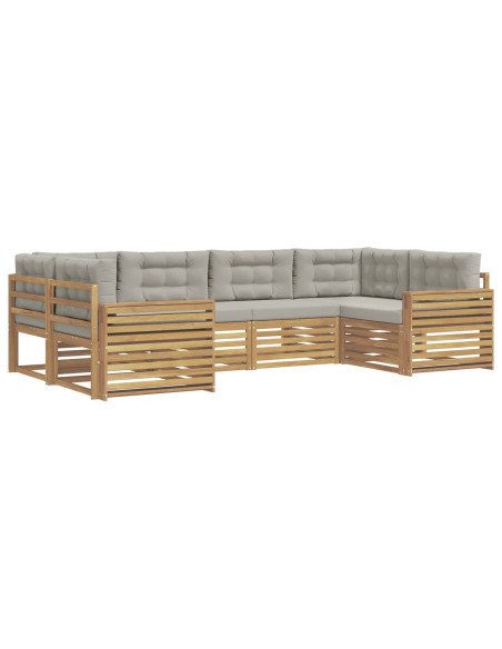 Set di divani da esterno 6 pcs Bianco e Grigio Chiaro