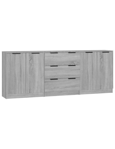 Credenze 3 pz Grigio Sonoma in Legno Multistrato