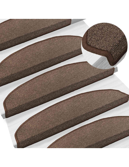 Tappetini per scale autoadesivi 15 pcs Marrone caffè