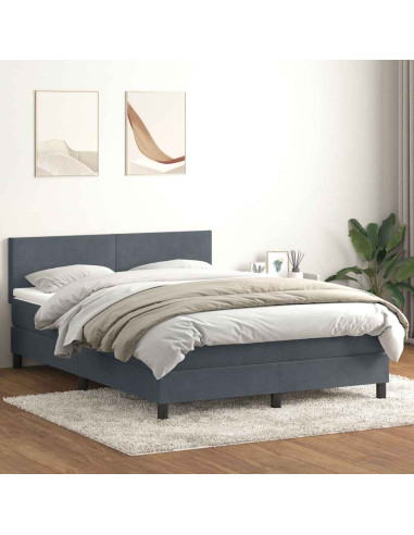 Letto a Molle con Materasso e LED Grigio Scuro 160x210 cm Velluto