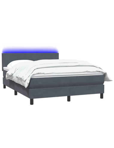 Letto a Molle con Materasso e LED Grigio Scuro 160x210 cm Velluto