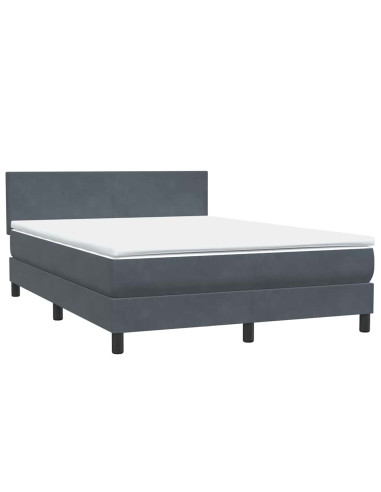 Letto a Molle con Materasso e LED Grigio Scuro 160x210 cm Velluto