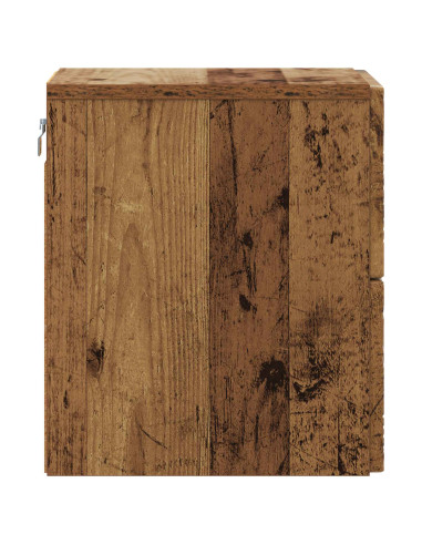 Mobiletto da notte a muro Legno antico 34,5 x 33 x 40 cm