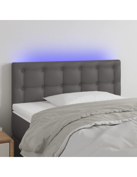 Testiera Grigia a LED 80x5x78/88 cm in Similpelle
