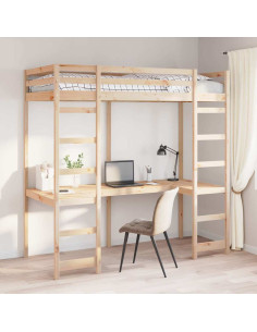 Struttura per letto soppalco Naturale 90 x 200 cm Pino massello