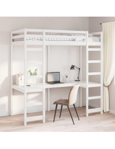 Struttura per letto soppalco Bianco 90 x 190 cm Pino massello