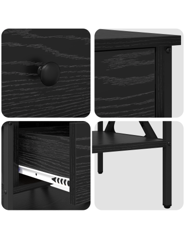 Comodino con cassetto Rovere nero 40 x 42 x 45 cm