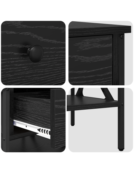 Comodino con cassetto Rovere nero 40 x 42 x 45 cm