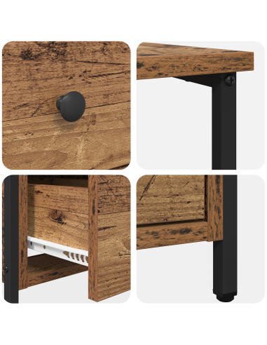 Armadio da Notte con cassetto Legno vecchio 30 x 60 x 60 cm