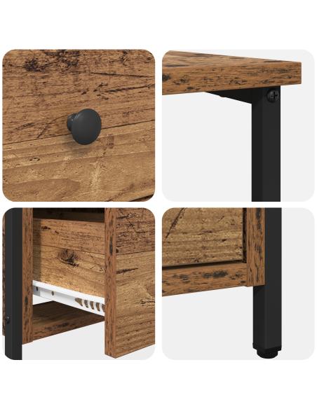 Armadio da Notte con cassetto Legno vecchio 30 x 60 x 60 cm