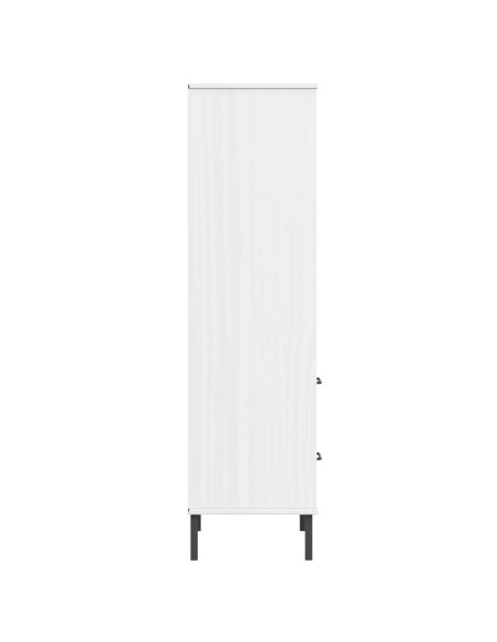 Libreria 2 Cassetti Bianco 60x35x128,5 cm Legno Massello OSLO