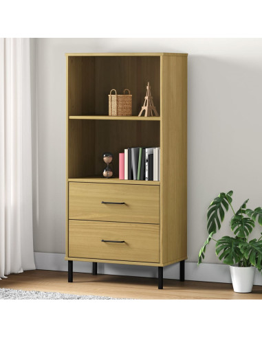 Libreria 2 Cassetti Marrone 60x35x128,5 cm Legno Massello OSLO