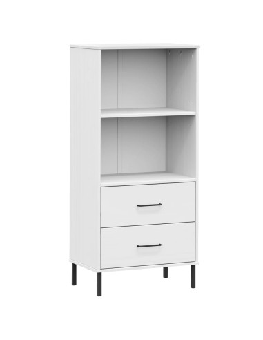 Libreria 2 Cassetti Bianco 60x35x128,5 cm Legno Massello OSLO