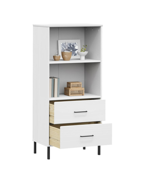 Libreria 2 Cassetti Bianco 60x35x128,5 cm Legno Massello OSLO