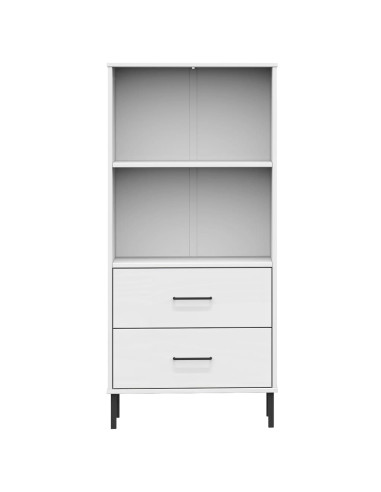Libreria 2 Cassetti Bianco 60x35x128,5 cm Legno Massello OSLO
