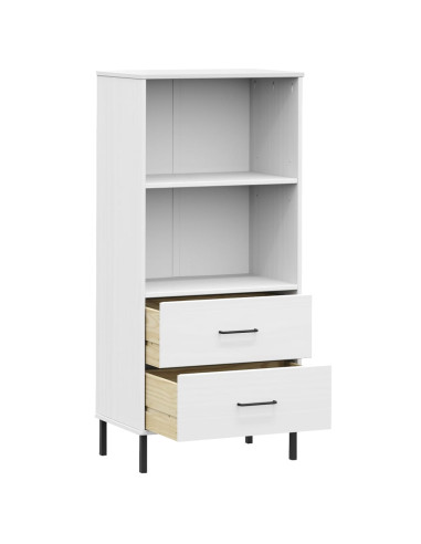Libreria 2 Cassetti Bianco 60x35x128,5 cm Legno Massello OSLO