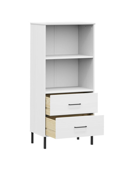 Libreria 2 Cassetti Bianco 60x35x128,5 cm Legno Massello OSLO