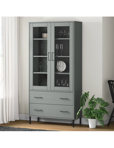Libreria Gambe Metallo Grigio 85x35x172,5cm Legno Massello OSLO