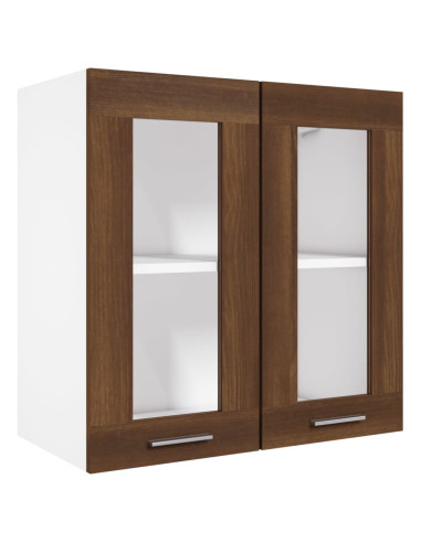 Mobile Pensile con Vetro “Lyon” Rovere Marrone 60x31x60 cm
