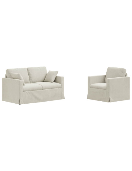 Set di divani 2 pcs Crema 138 x 78 x 80 cm Velluto