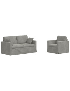 Set di divani 2 pcs Grigio chiaro 158 x 78 x 80 cm Velluto 2