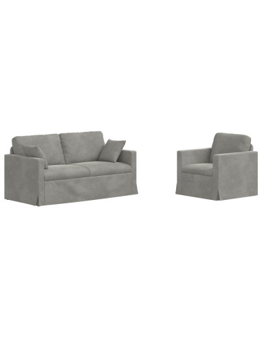 Set di divani 2 pcs Grigio chiaro 158 x 78 x 80 cm Velluto