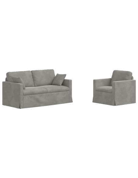 Set di divani 2 pcs Grigio chiaro 158 x 78 x 80 cm Velluto
