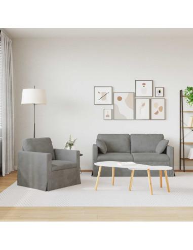 Set di divani 2 pcs Grigio chiaro 158 x 78 x 80 cm Velluto